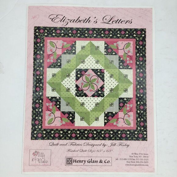 Henry Glass & Co Elizabeths Letters Quilt Pattern 63" x 63" Roses - Picture 1 of 5